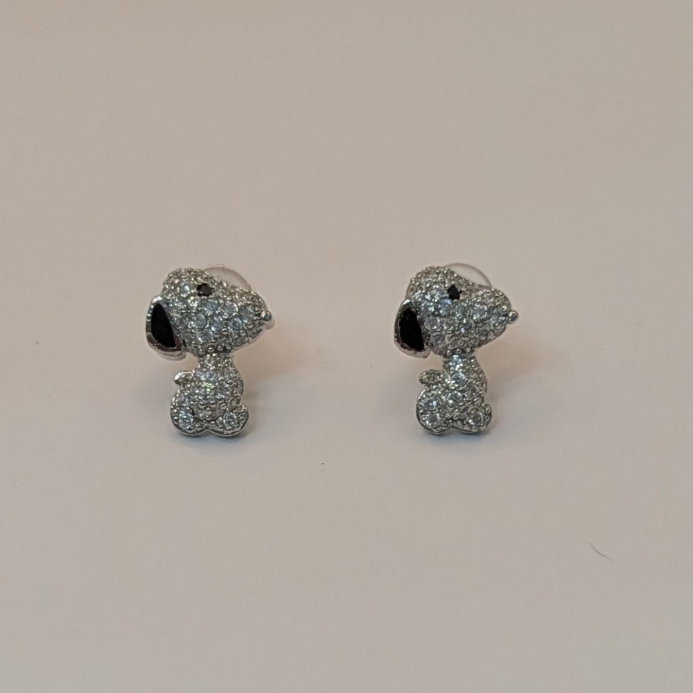Snoopy Stud Earrings Silver Charlie Brown - Picture 5 of 6